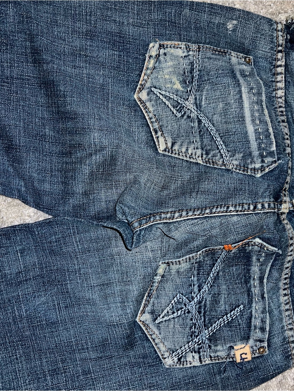 Union Goddess Dark Blue Flare Jeans with Subtle Distress - Picture 6 of 10